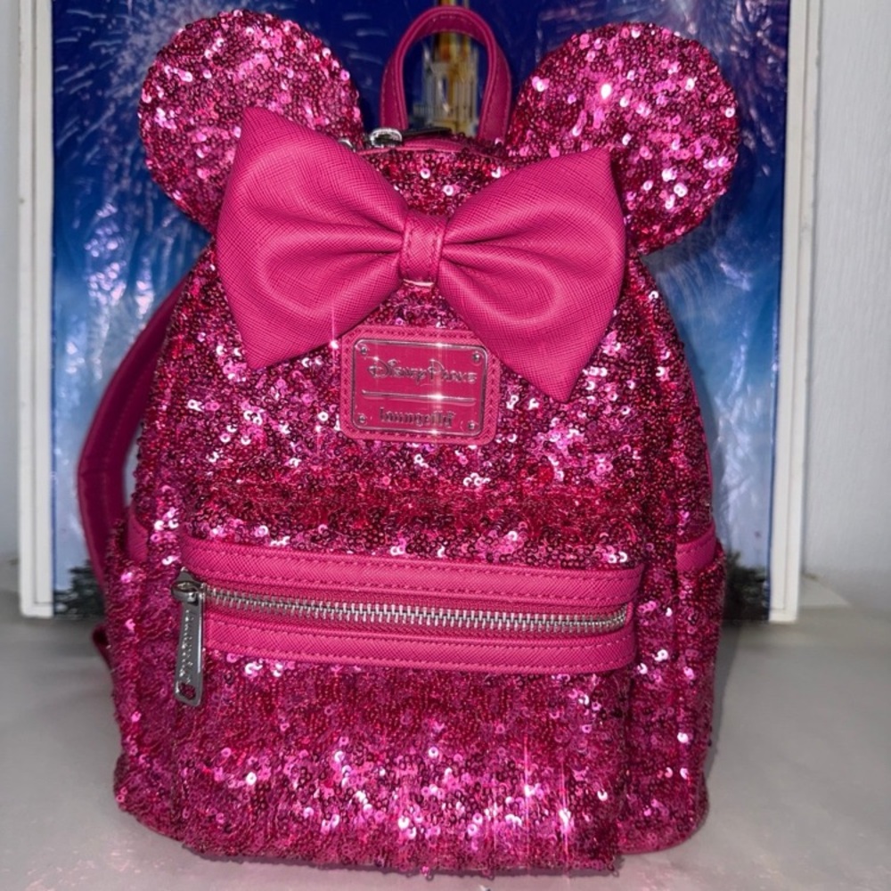 Disney parks Loungefly magenta orchid Minnie Mouse mini backpack